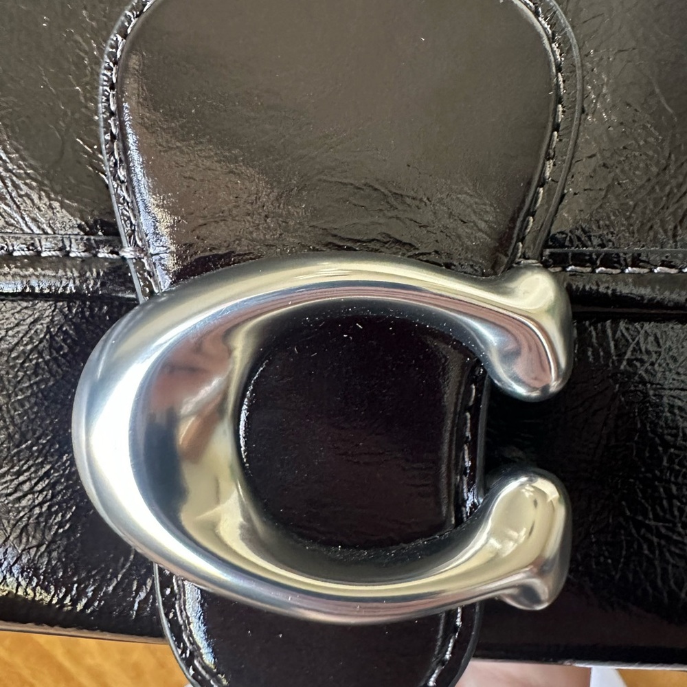 NWT - Coach Soft Tabby Shoulder Bag - Black Glazed Leather SHW - Picture 11 of 12
